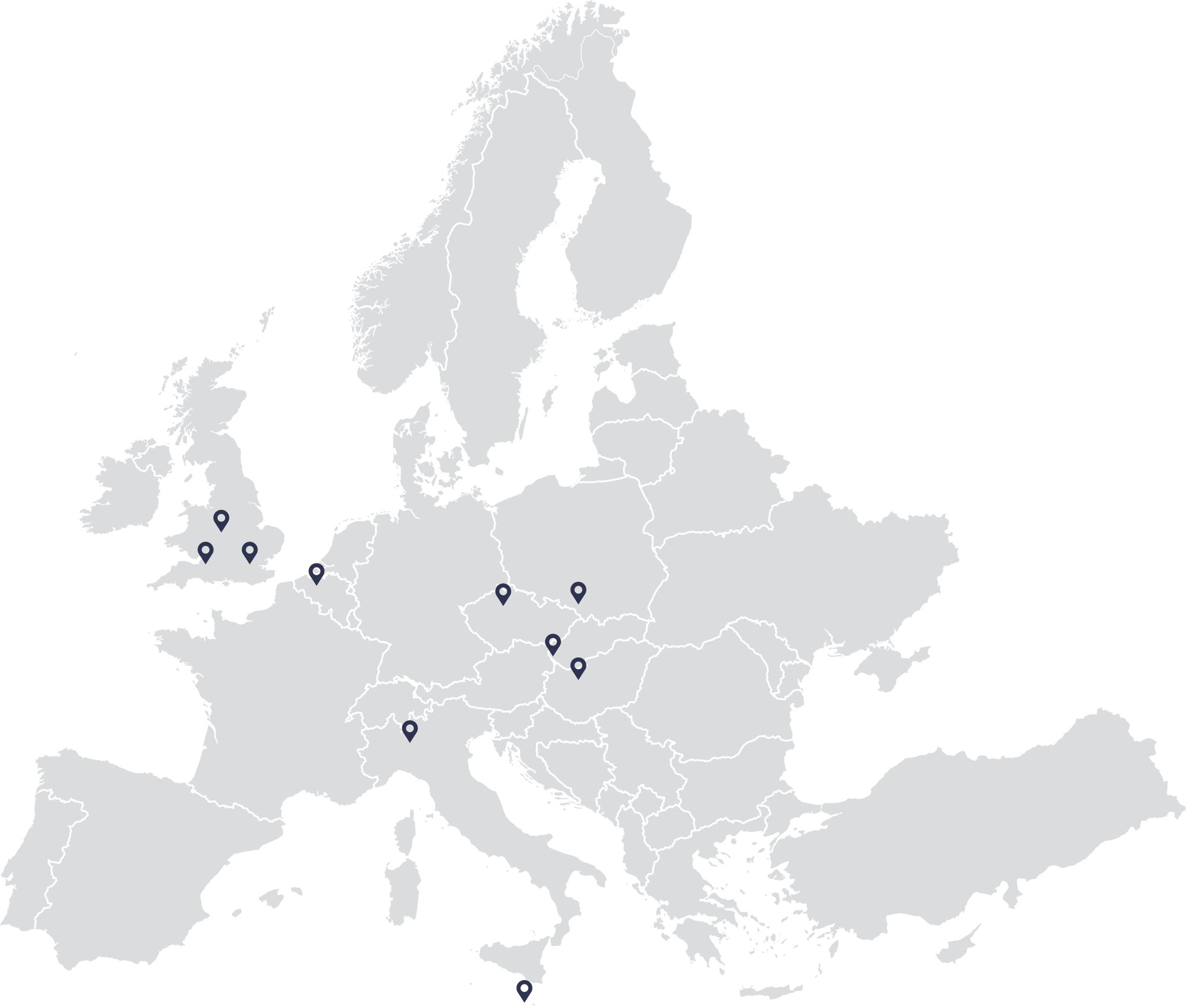 Fortegra EU Map with locations_gray_2024 web