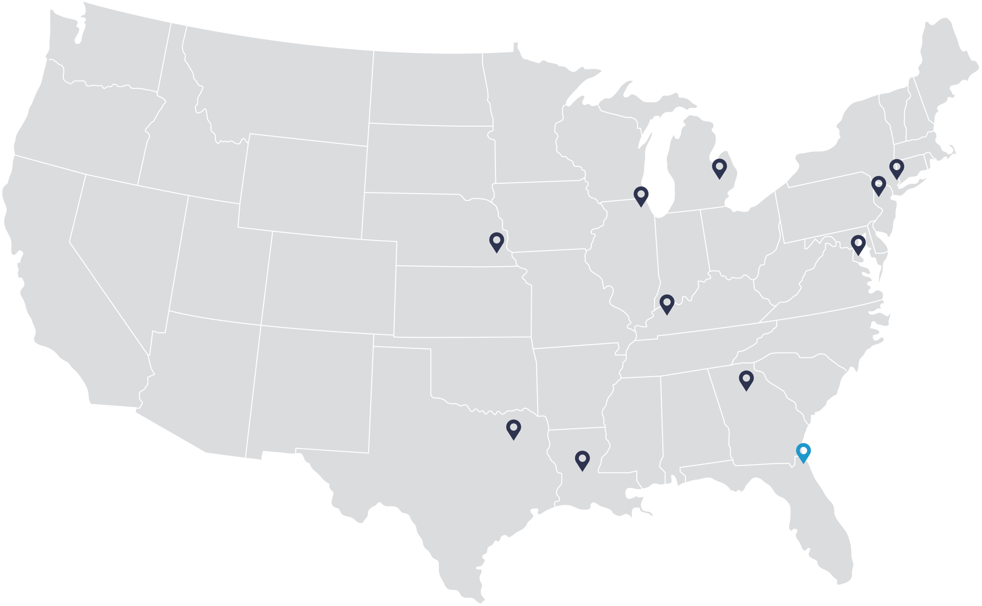 US Map Fortegra Locations_gray_web 2024